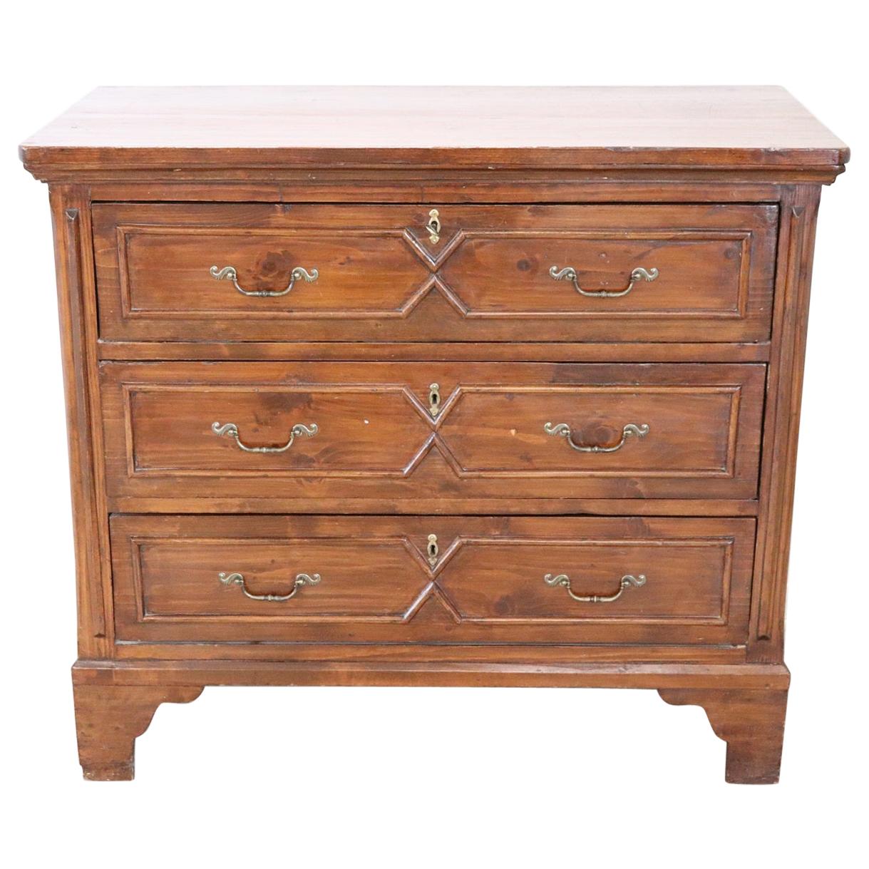 19th Century Italian Fir Wood Commode or Chest of Drawer