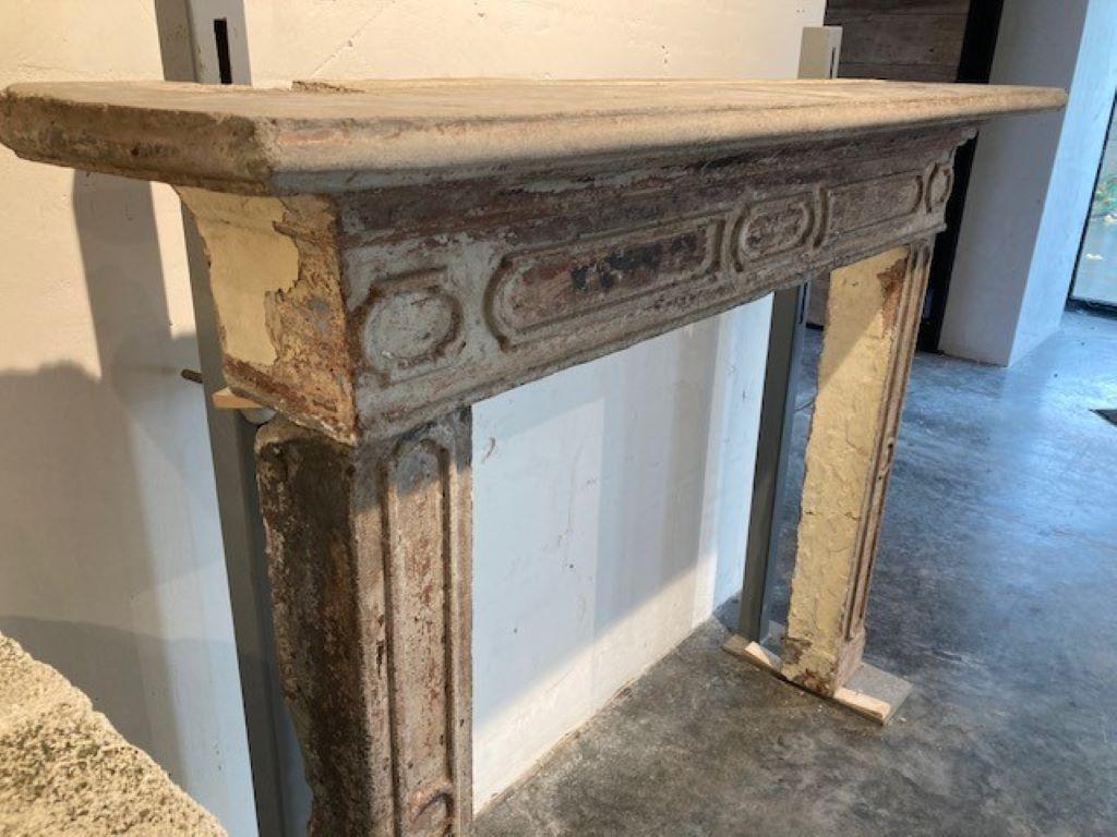Cement 19th Century Italian Fireplace Mantel in Ciment For Sale