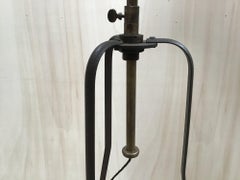 19th Century Italian Floor Extensible Lamp with Mahogany Tray and Lampshade