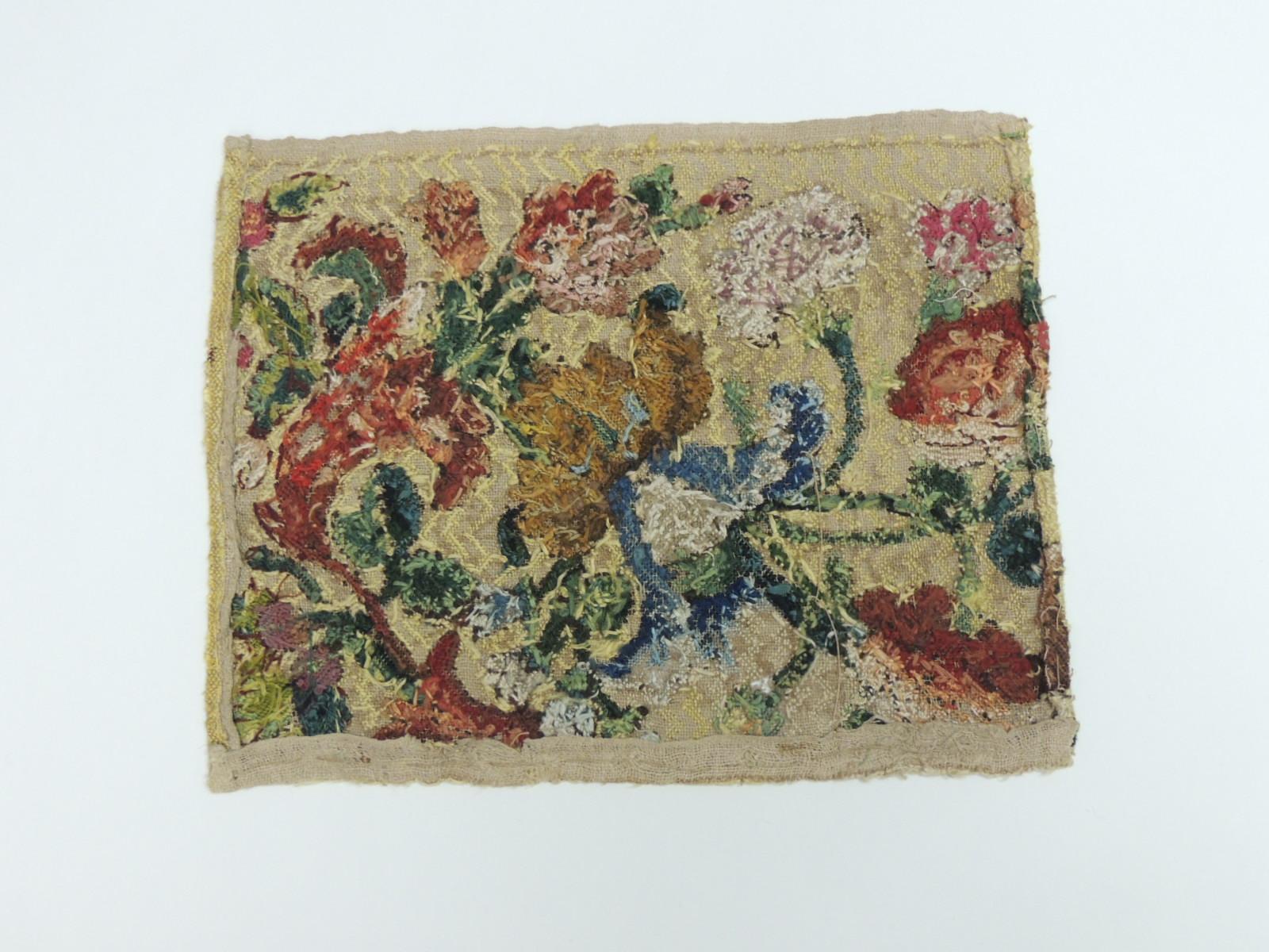 Hand-Crafted 19th Century Italian Floral Embroidery Textile Panel