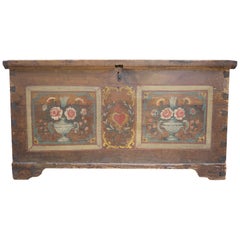 19th Century Italian Floral Painted Blanket Chest