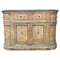 19th Century Italian Floral Painted Credenza