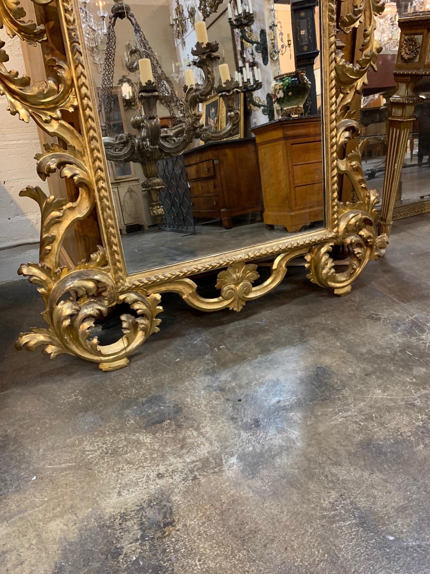 19th Century Italian Florentine Carved and Giltwood Mirror For Sale 1