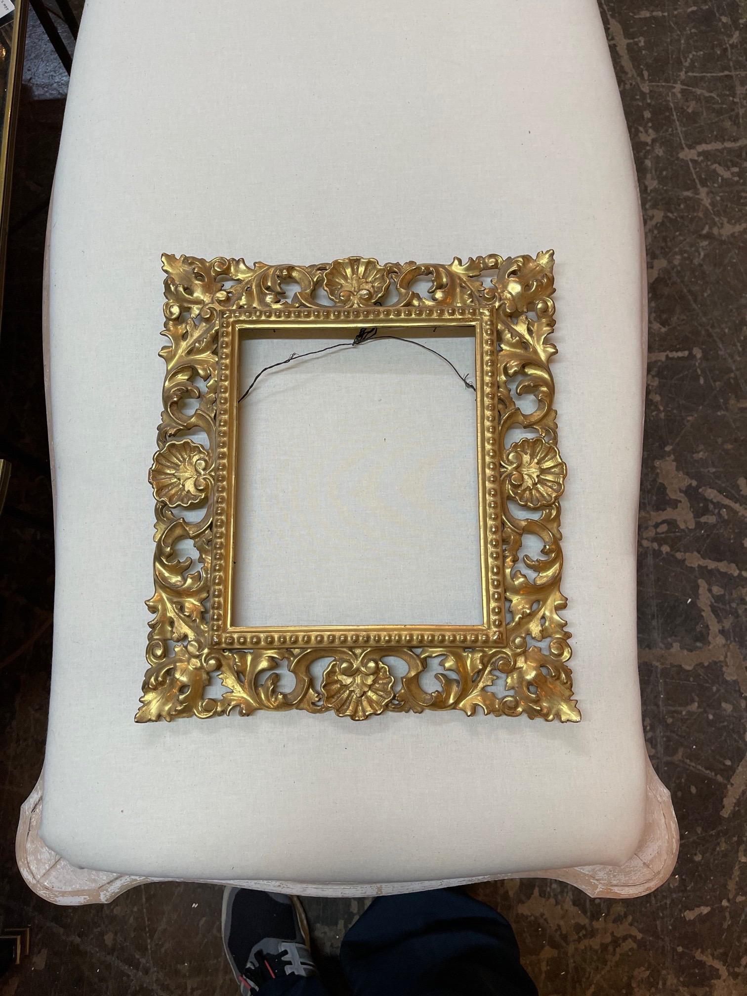 Very Fine 19th century Italian florentine giltwood frame. Perfect for that treasured piece of art or perhaps a mirror.
 