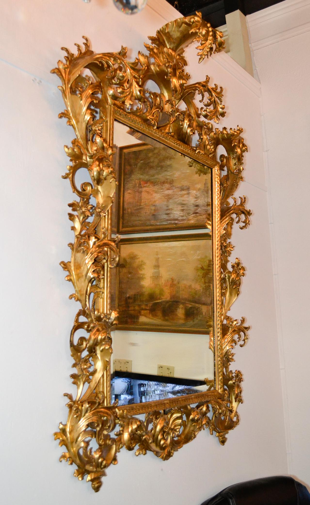 19th Century Italian Florentine Giltwood Mirror For Sale 2