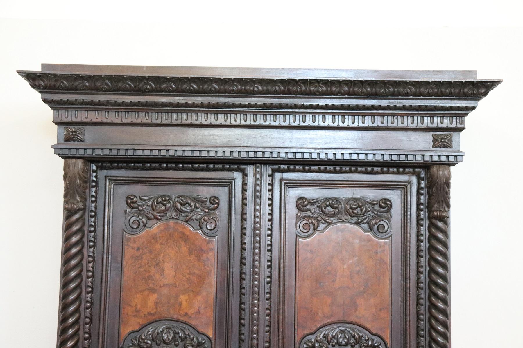 19th Century Italian Florentine Renaissance Style Carved Walnut Bedroom Set  1