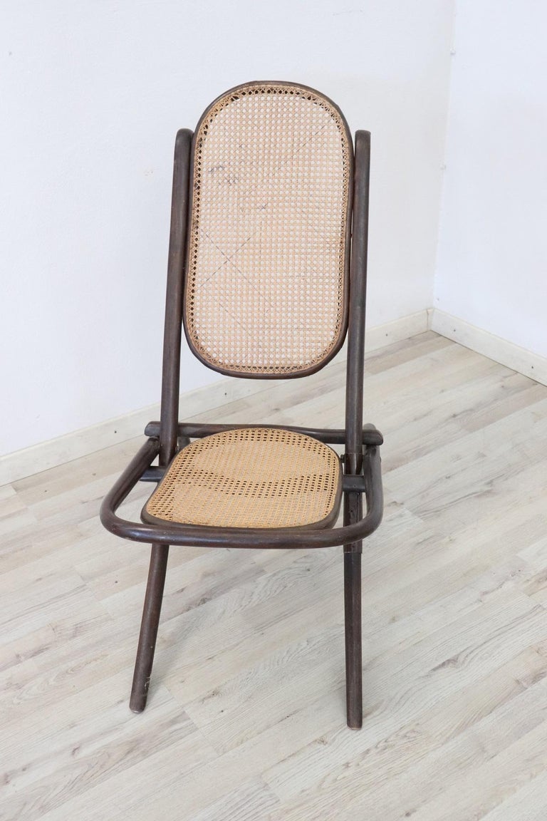 19th Century Italian Folding Chair with Vienna Straw at 1stDibs