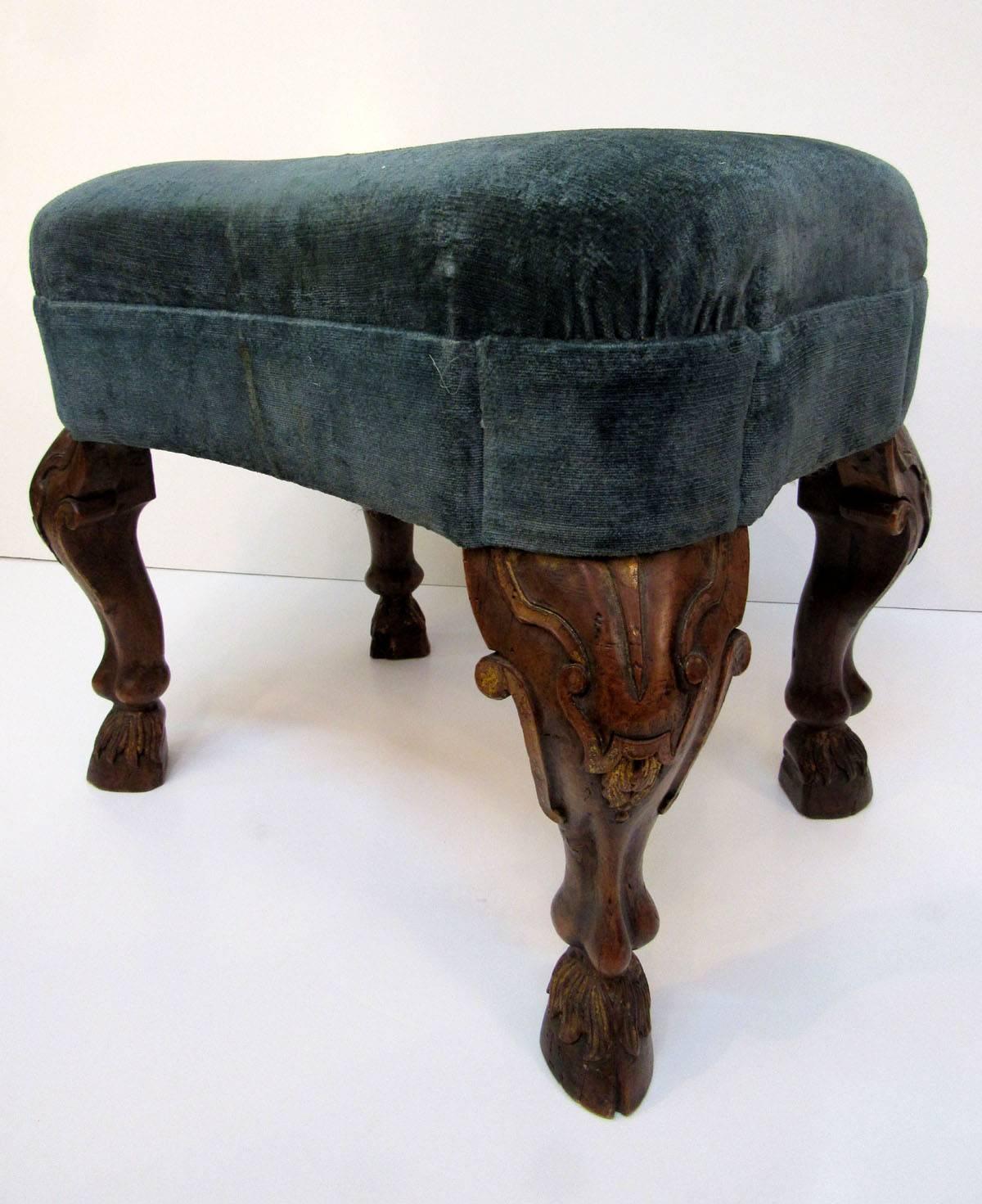 Hand-Carved 19th Century Italian Footstool