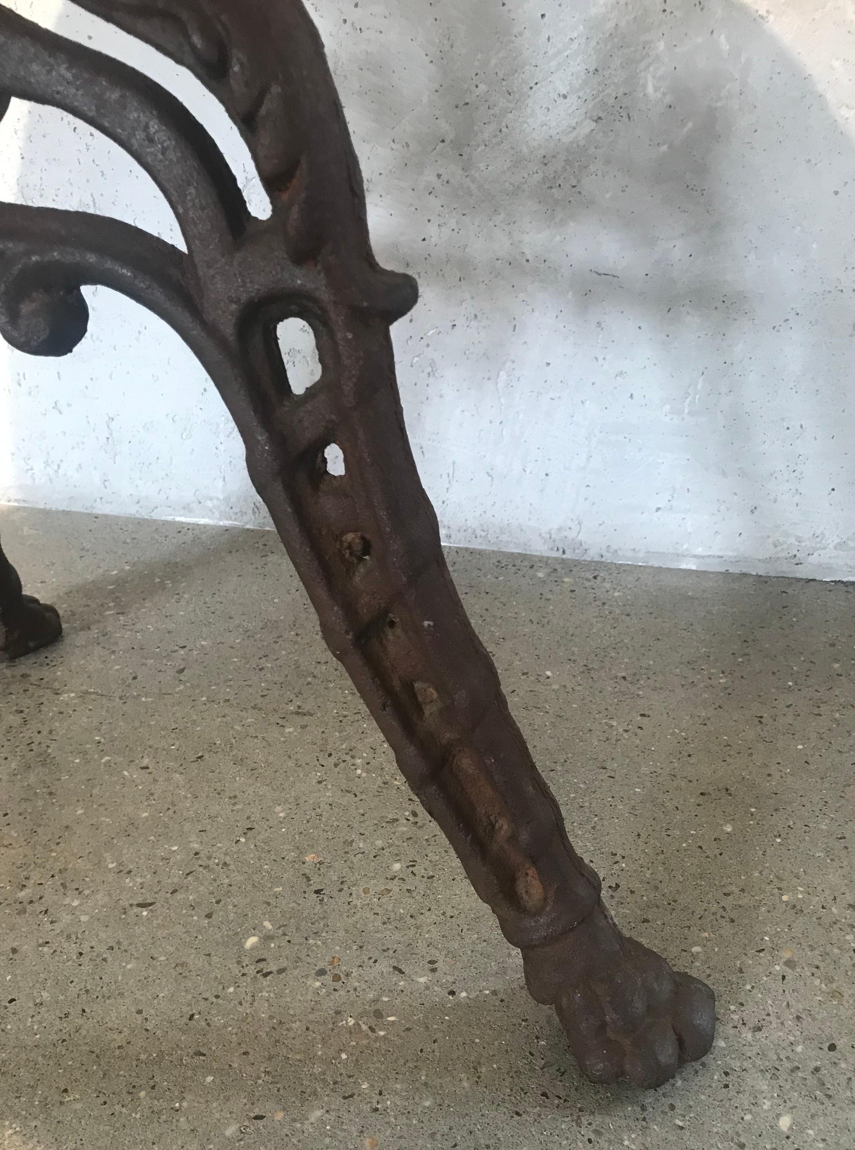 19th Century Italian Forged Iron/ Rugged Gueridon Stone Top Side Table Garden  For Sale 8