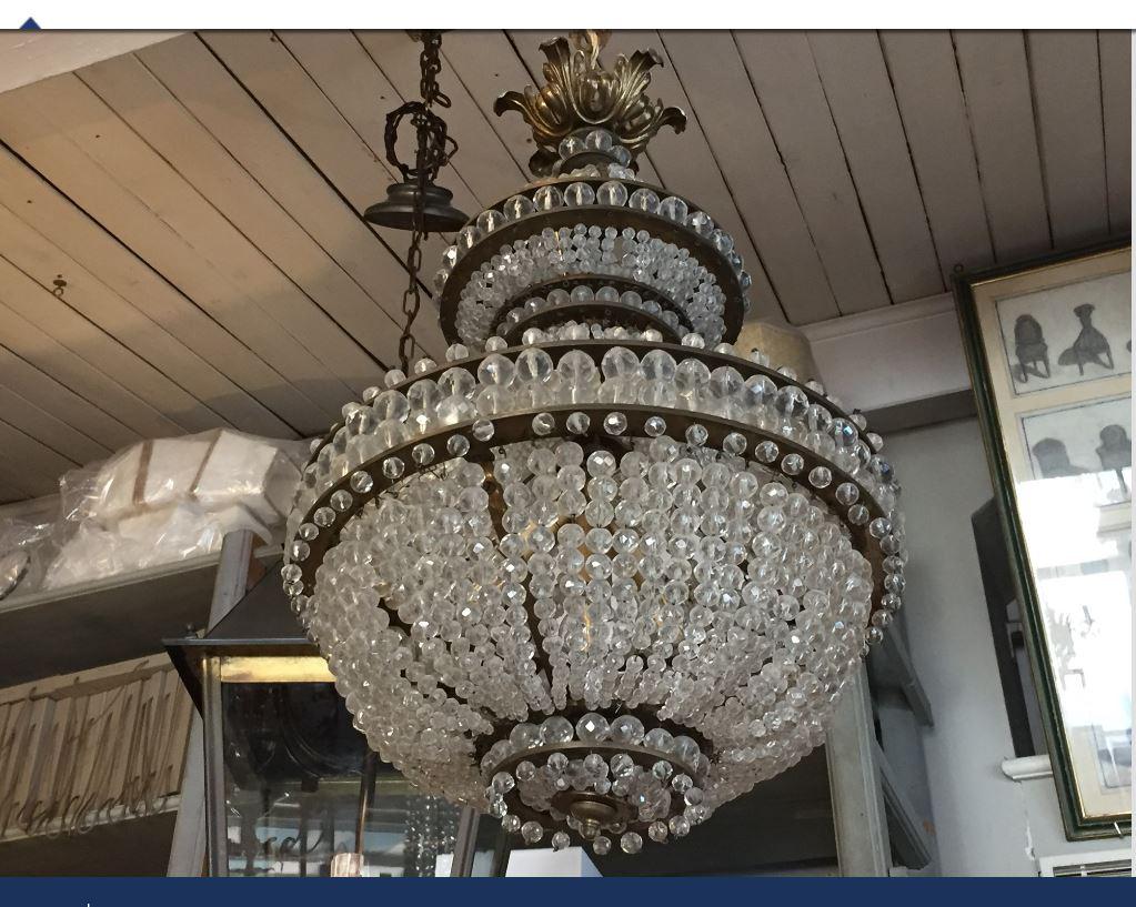 19th Century Italian Four-Light Crystal Chandelier In Good Condition In Florence, IT