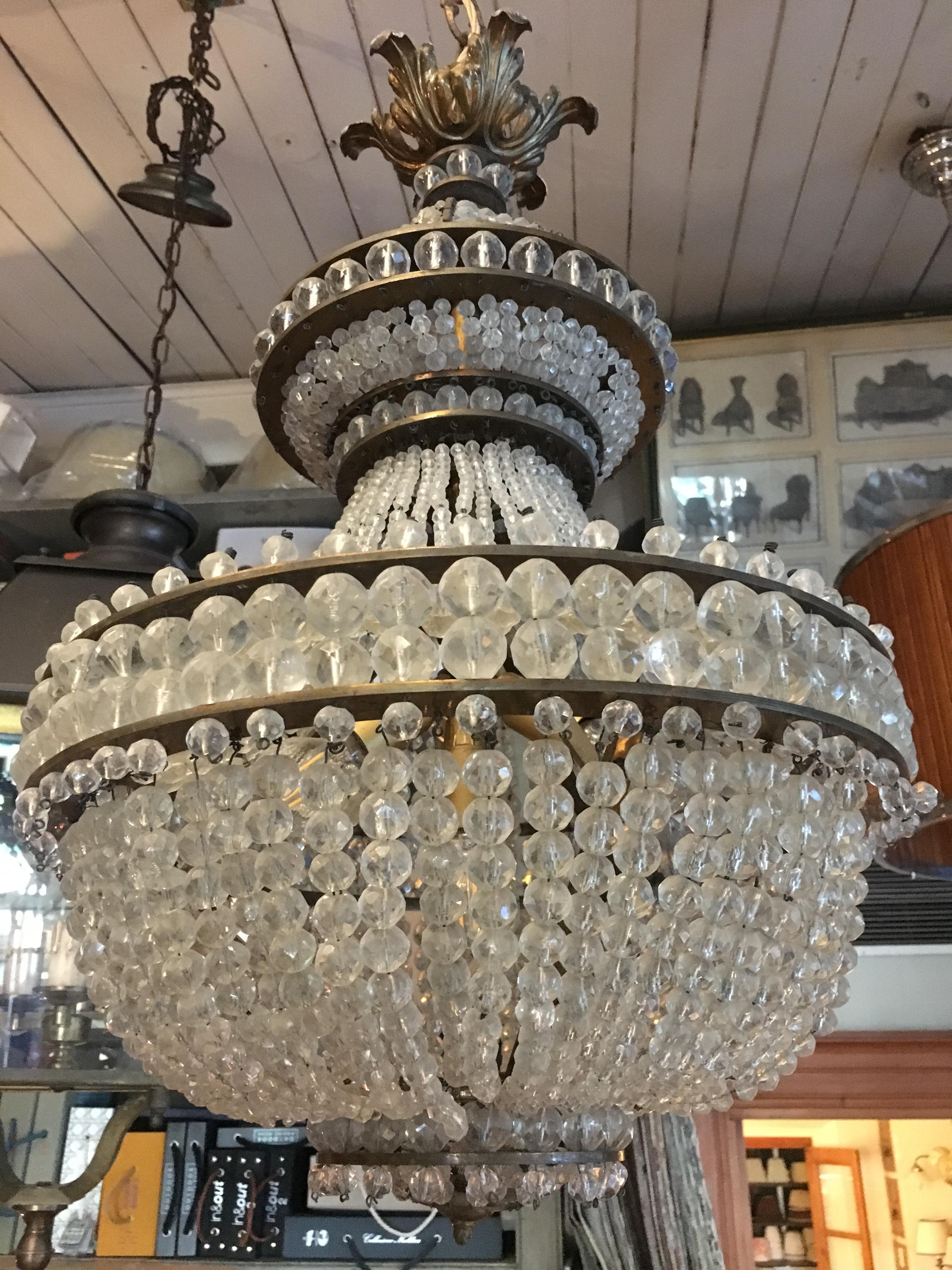 Late 19th Century 19th Century Italian Four-Light Crystal Chandelier