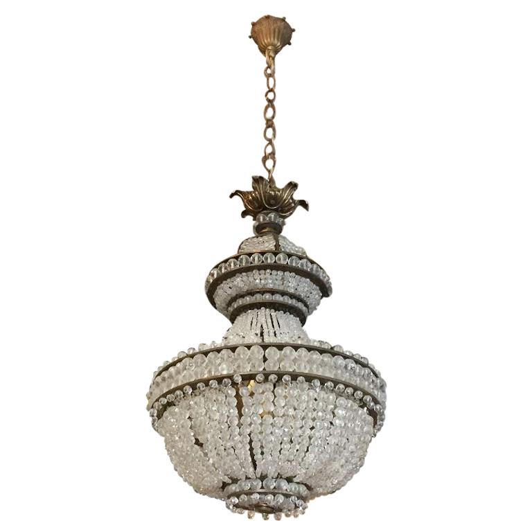 19th Century Italian Four-Light Crystal Chandelier