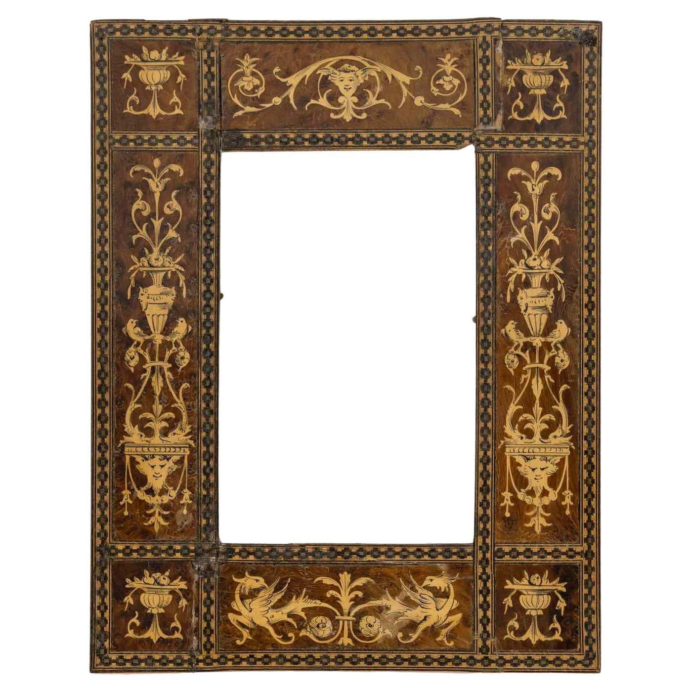 Italian Timber Frame 19th Century Italian Frame in Renaissance Style Wood Marquetry. For ...