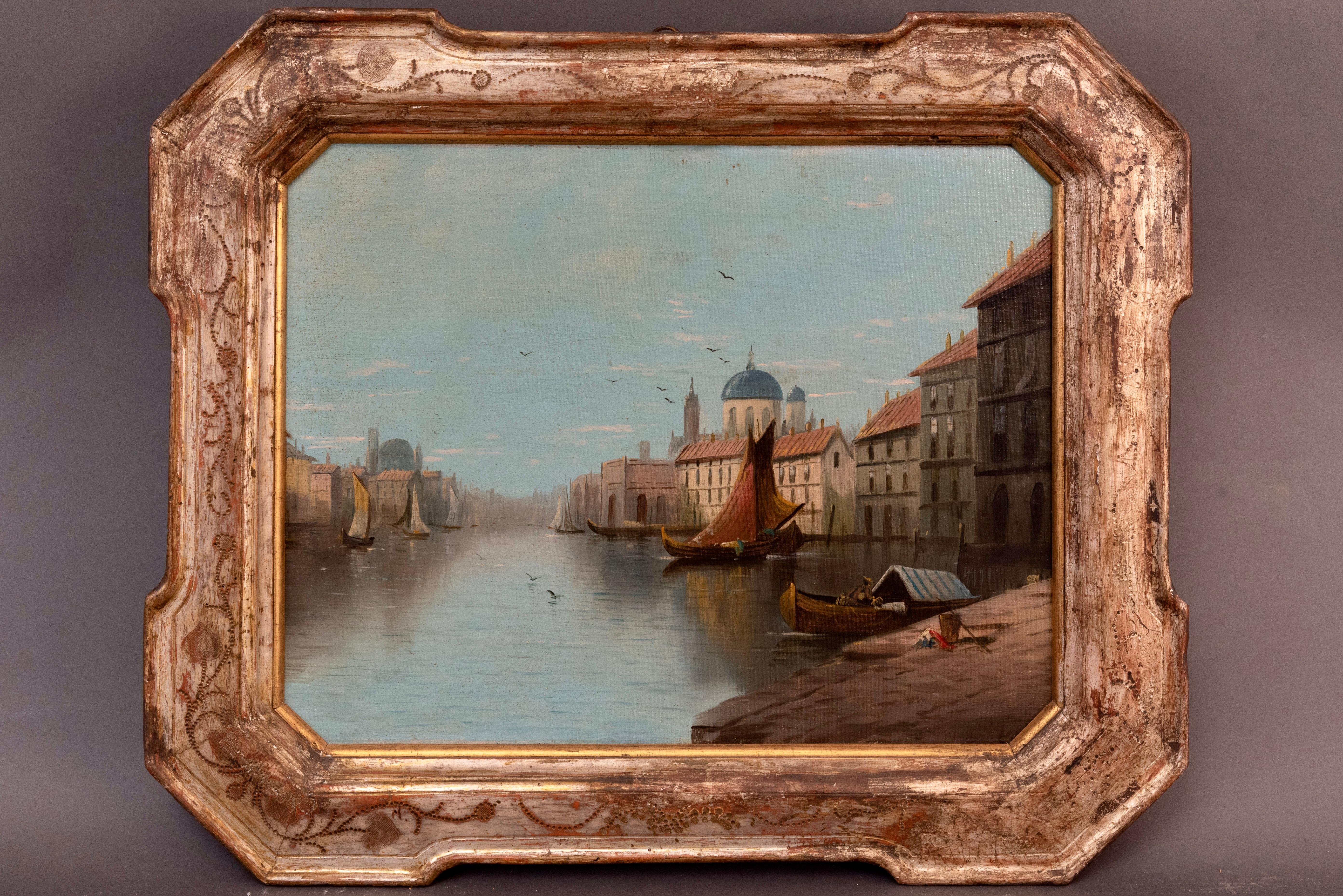 Classical Italian Framed Painting Landscape of Venice 1