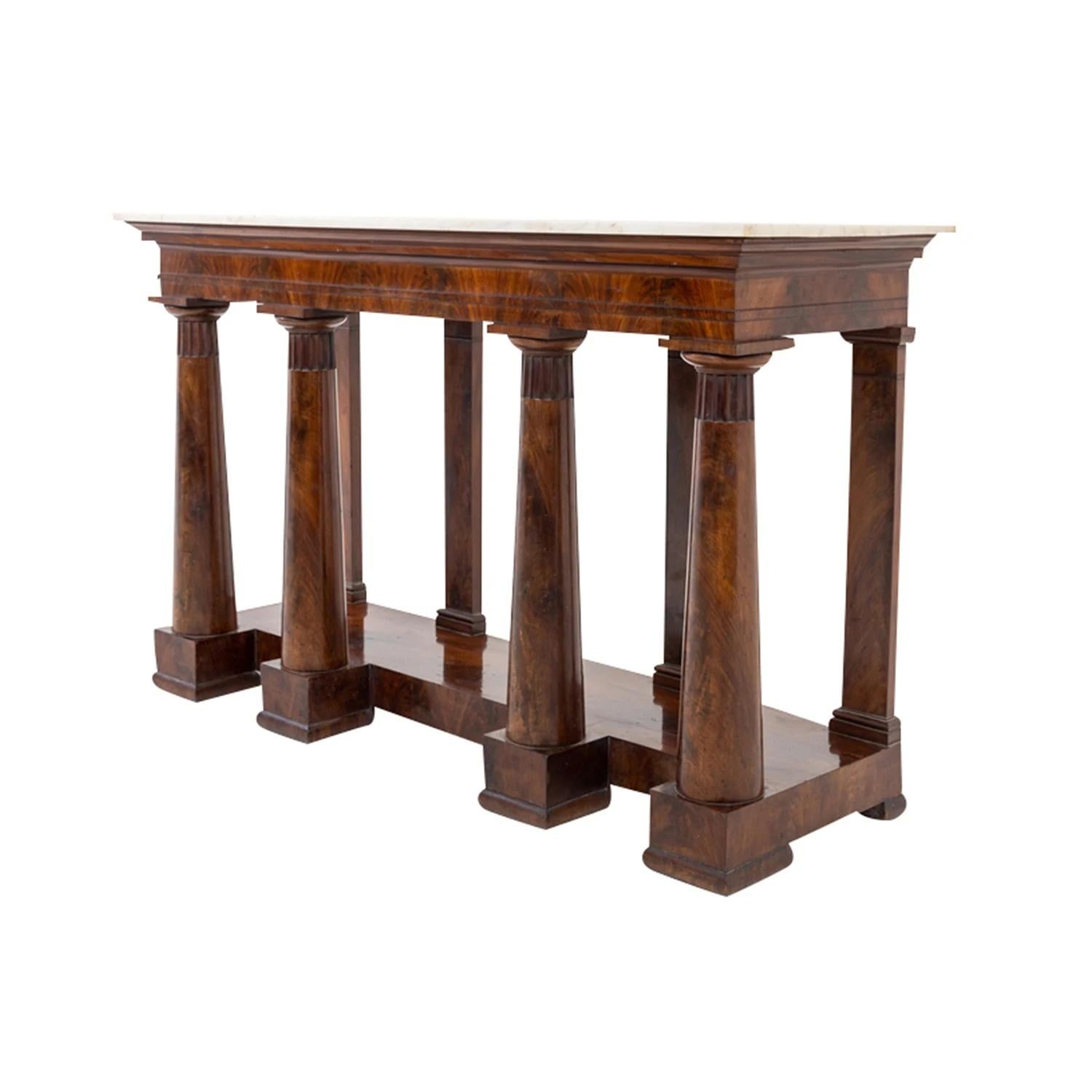 Neoclassical 19th Century Italian Freestanding Mahogany Center Table - Antique Console Table For Sale