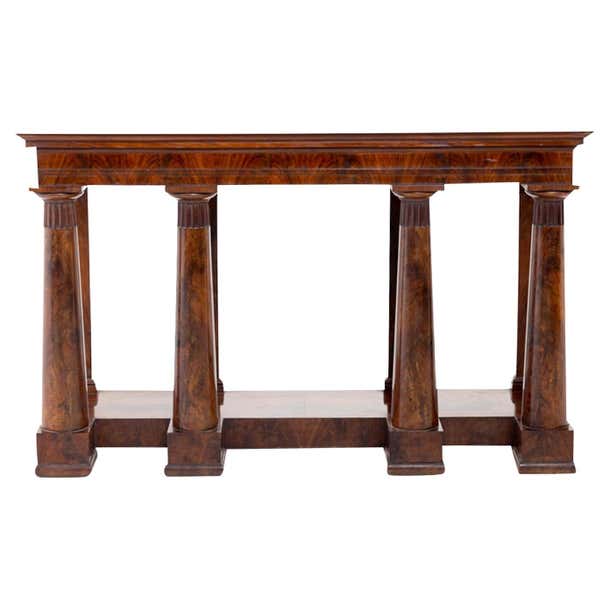 19th Century Italian Freestanding Shellac Polished Mahogany Console ...