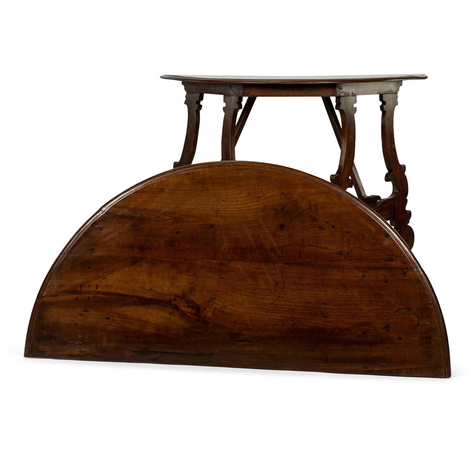 19th Century Italian Fruitwood Demilune Consoles 5