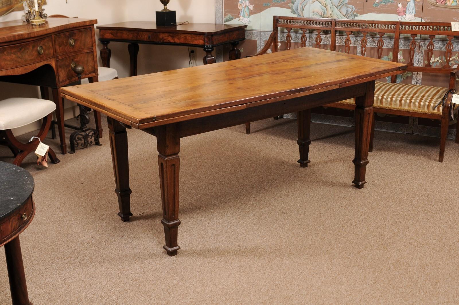 19th Century Italian Fruitwood Refractory Farm Table In Good Condition In Atlanta, GA