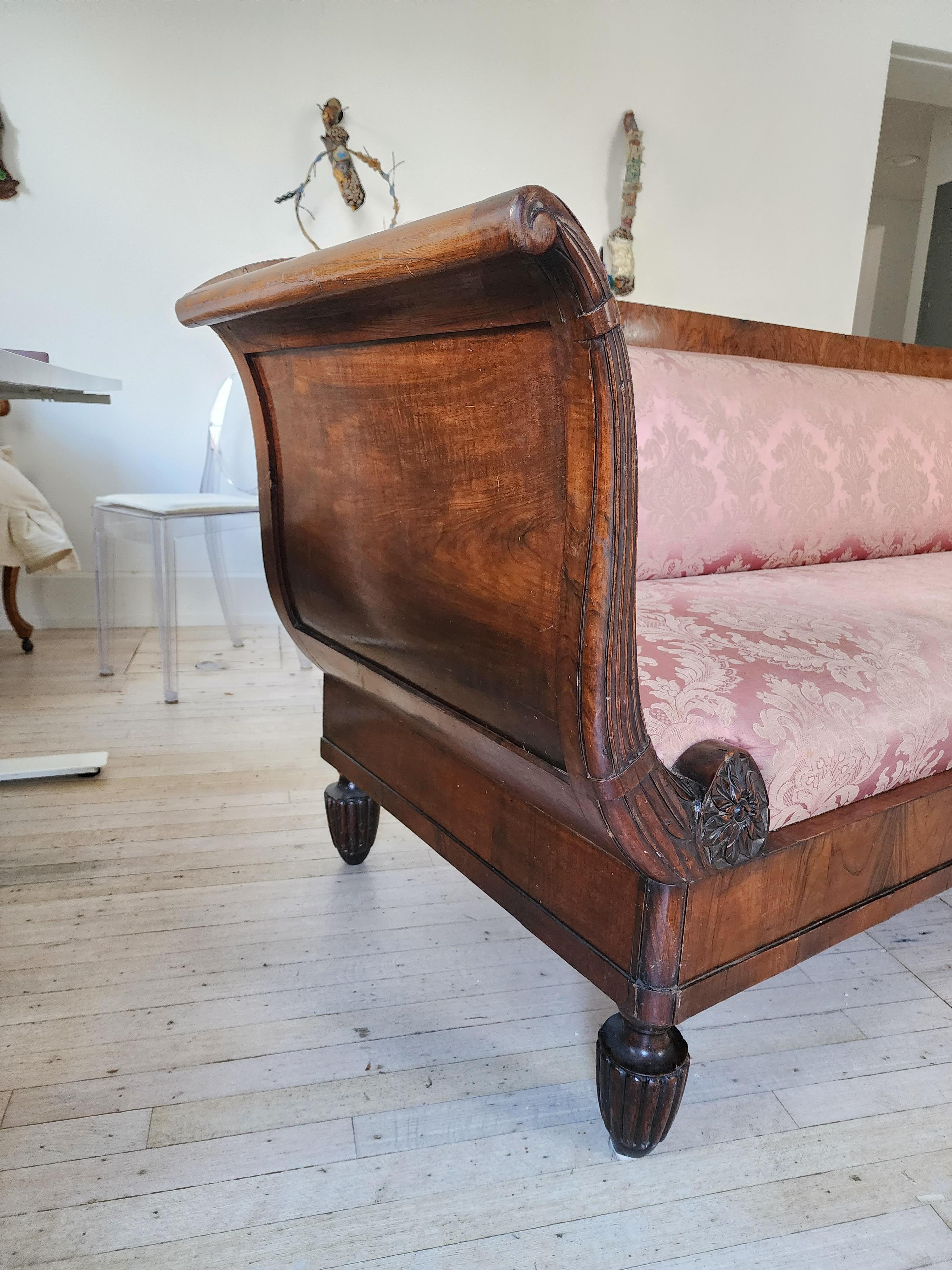 19th Century Italian Fruitwood Sofa In Good Condition For Sale In Hudson, NY