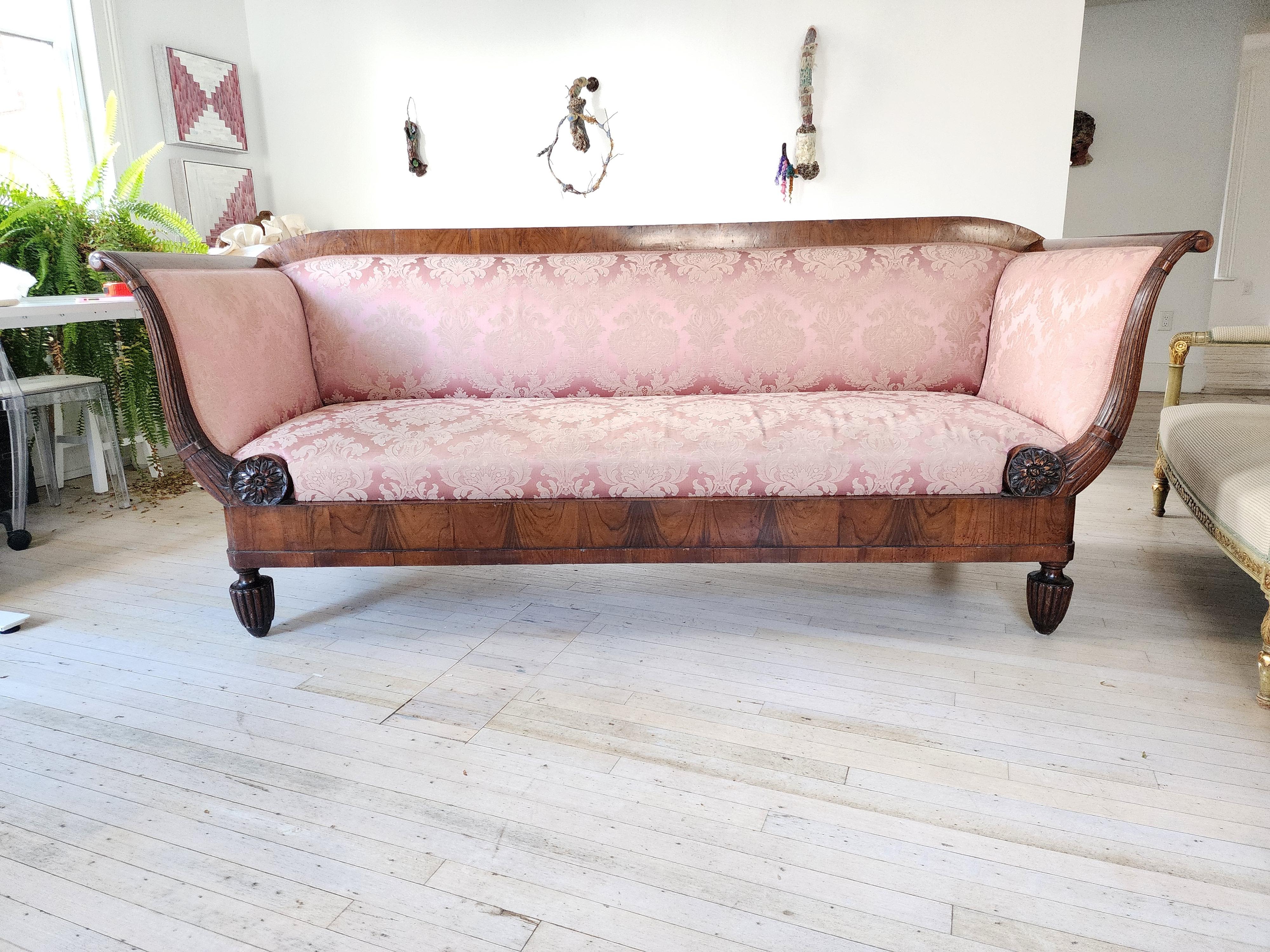 19th Century Italian Fruitwood Sofa For Sale 1