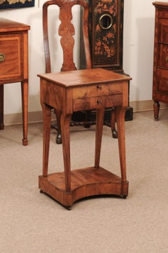 19th Century Italian Fruitwood Work Side Table with Lift Top and Drawer