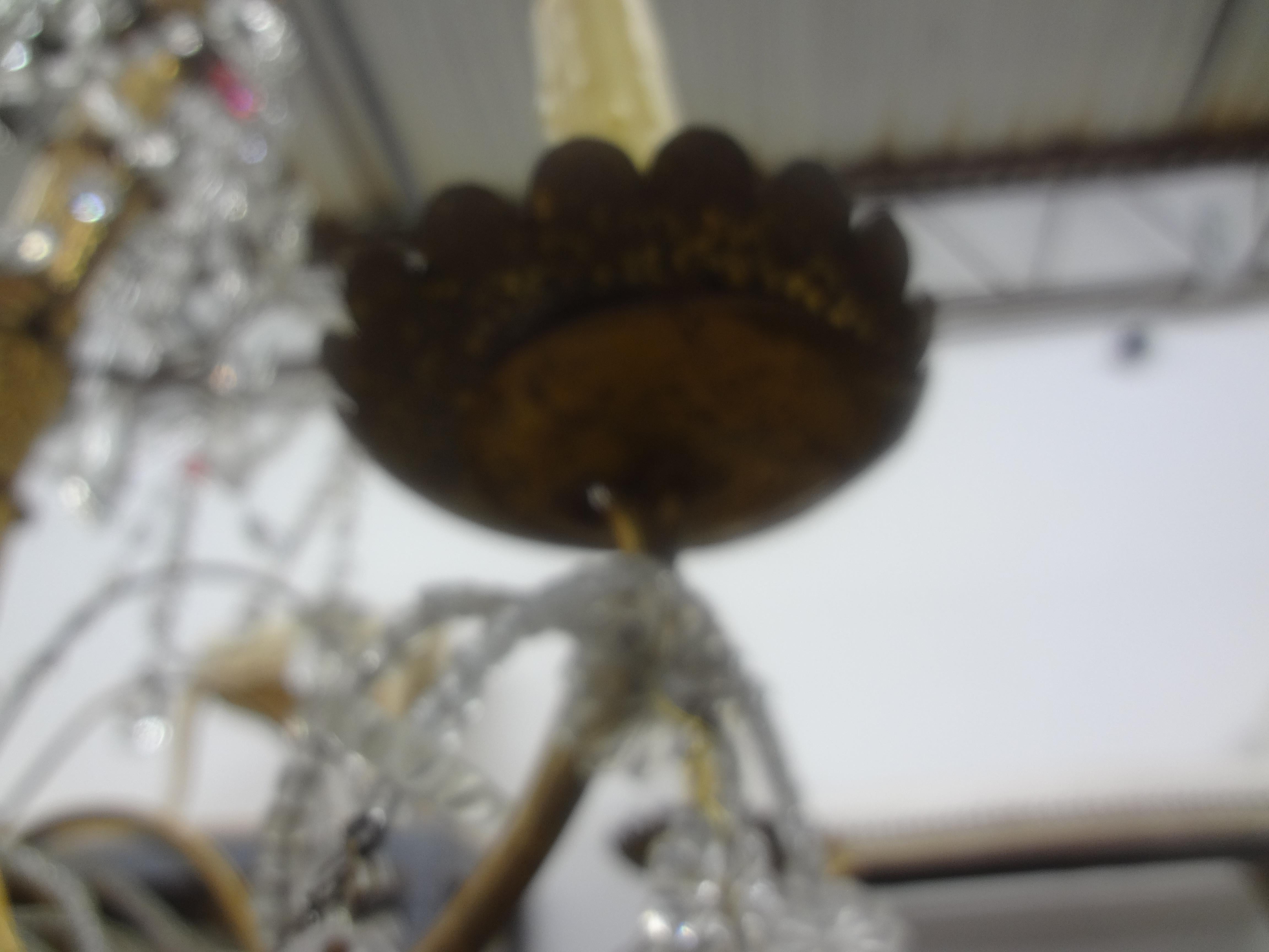 19th Century Italian Genovese Giltwood and Crystal Chandelier For Sale 2