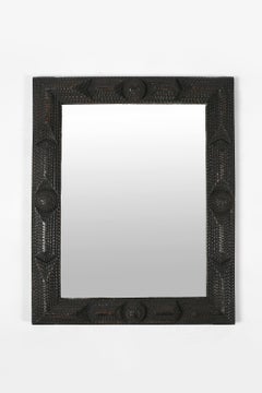 Miroir italien de style « tramp art » géométrique du XIXe siècle