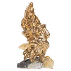 19th Century Italian Gilded Angel Wing with Calcite Crystals and Sphalerite