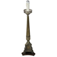 Antique 19th Century Italian Gilded Brass Torchère or Floor Lamp