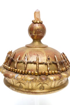 19th Century Italian Gilded Crown with Baroque Pearls and Tangerine Quartz