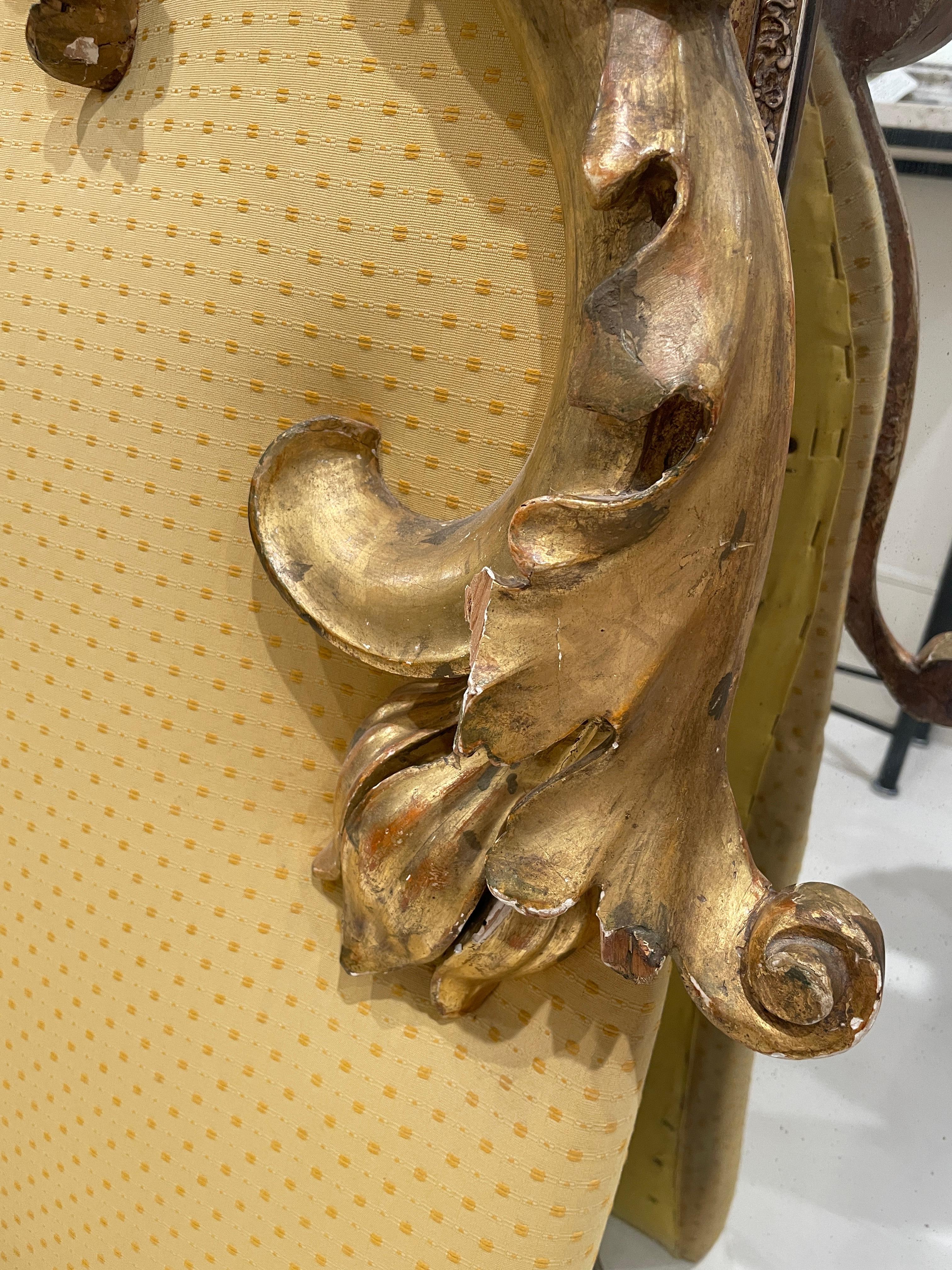 Silk 19th Century Italian Gilded Headboard (King)
