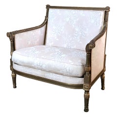 19th Century Italian Gilded Neoclassical Chair and a Half