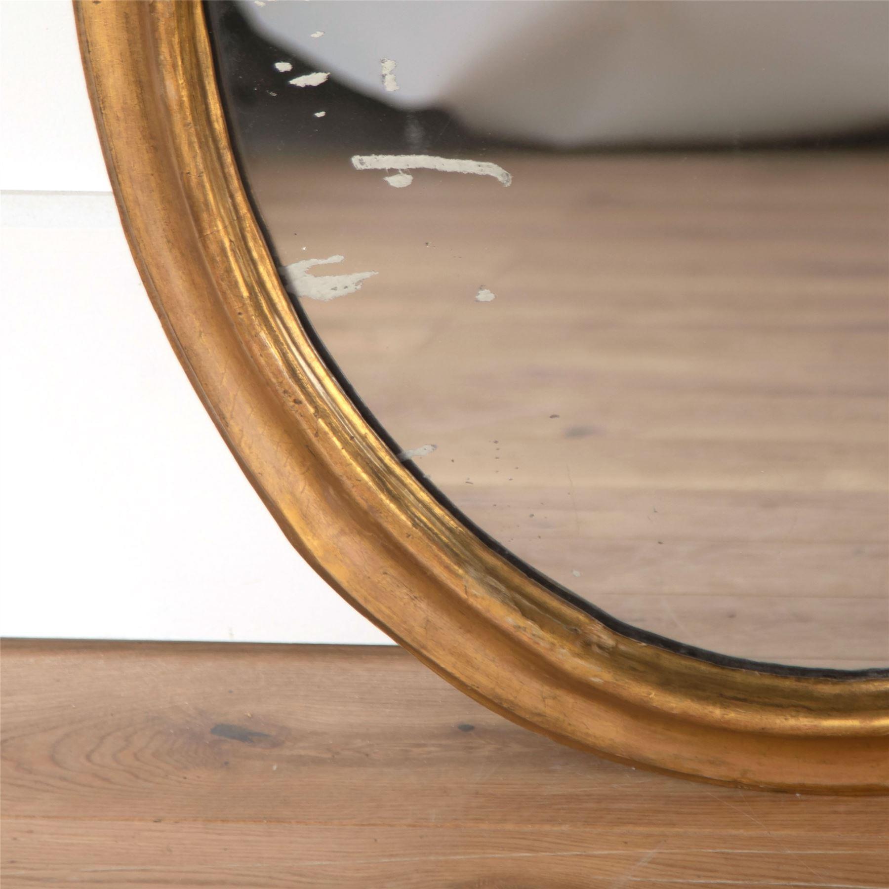 Giltwood 19th Century Italian Gilded Oval Mirrors For Sale