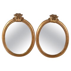 19th Century Italian Gilded Oval Mirrors