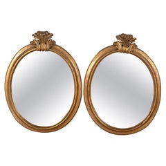 Antique 19th Century Italian Gilded Oval Mirrors