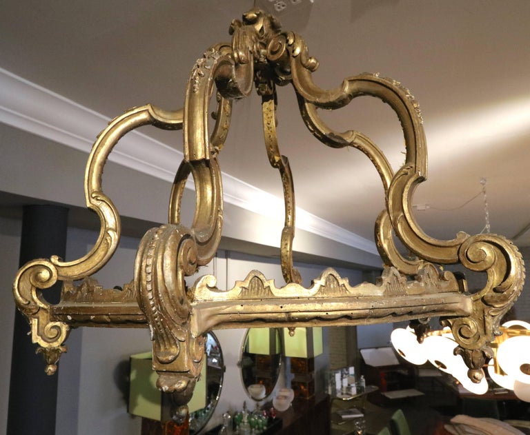 19th Century Italian Gilded Wood Bed Corona Crown For Sale at 1stdibs