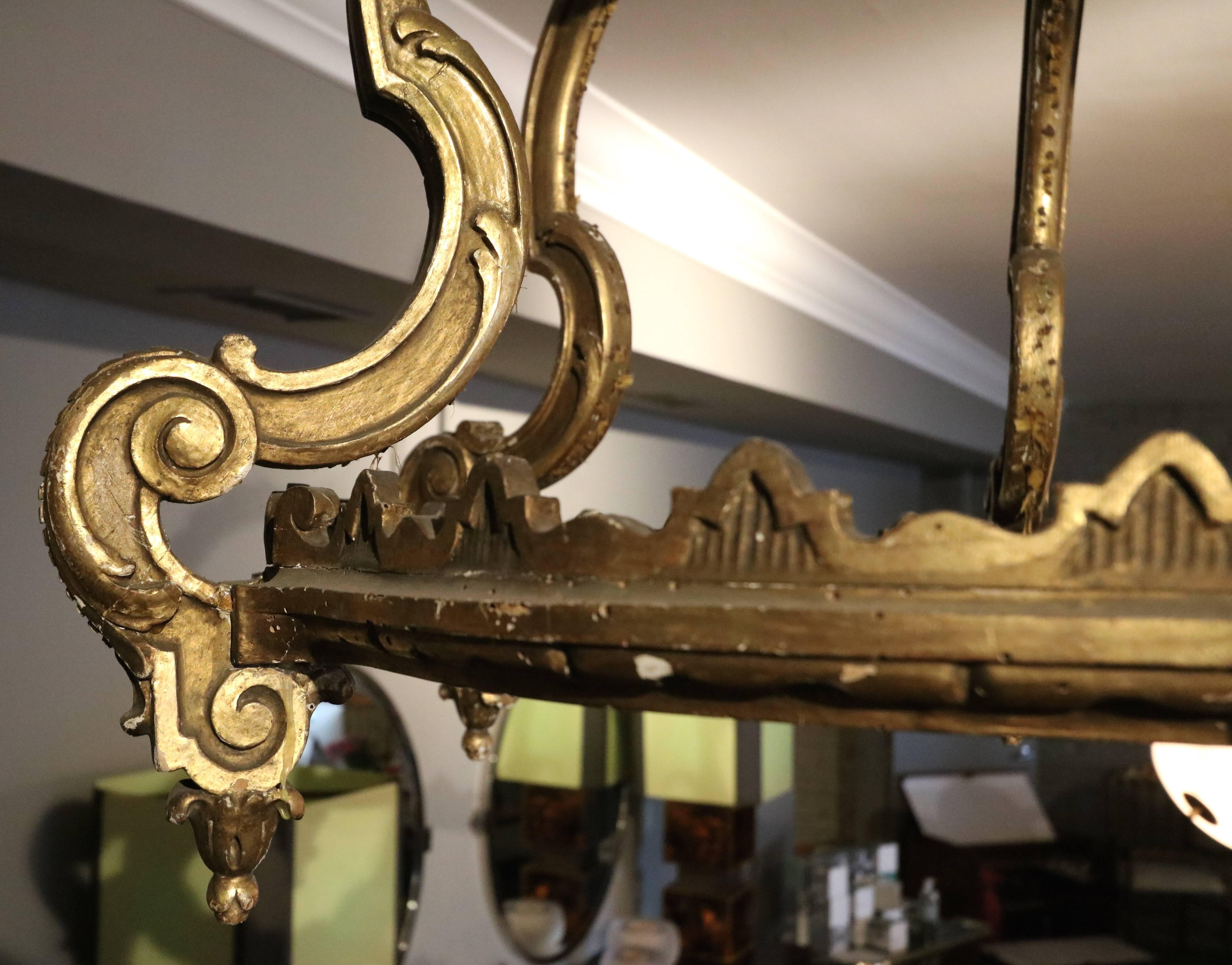19th Century Italian Gilded Wood Bed Corona Crown For Sale 1