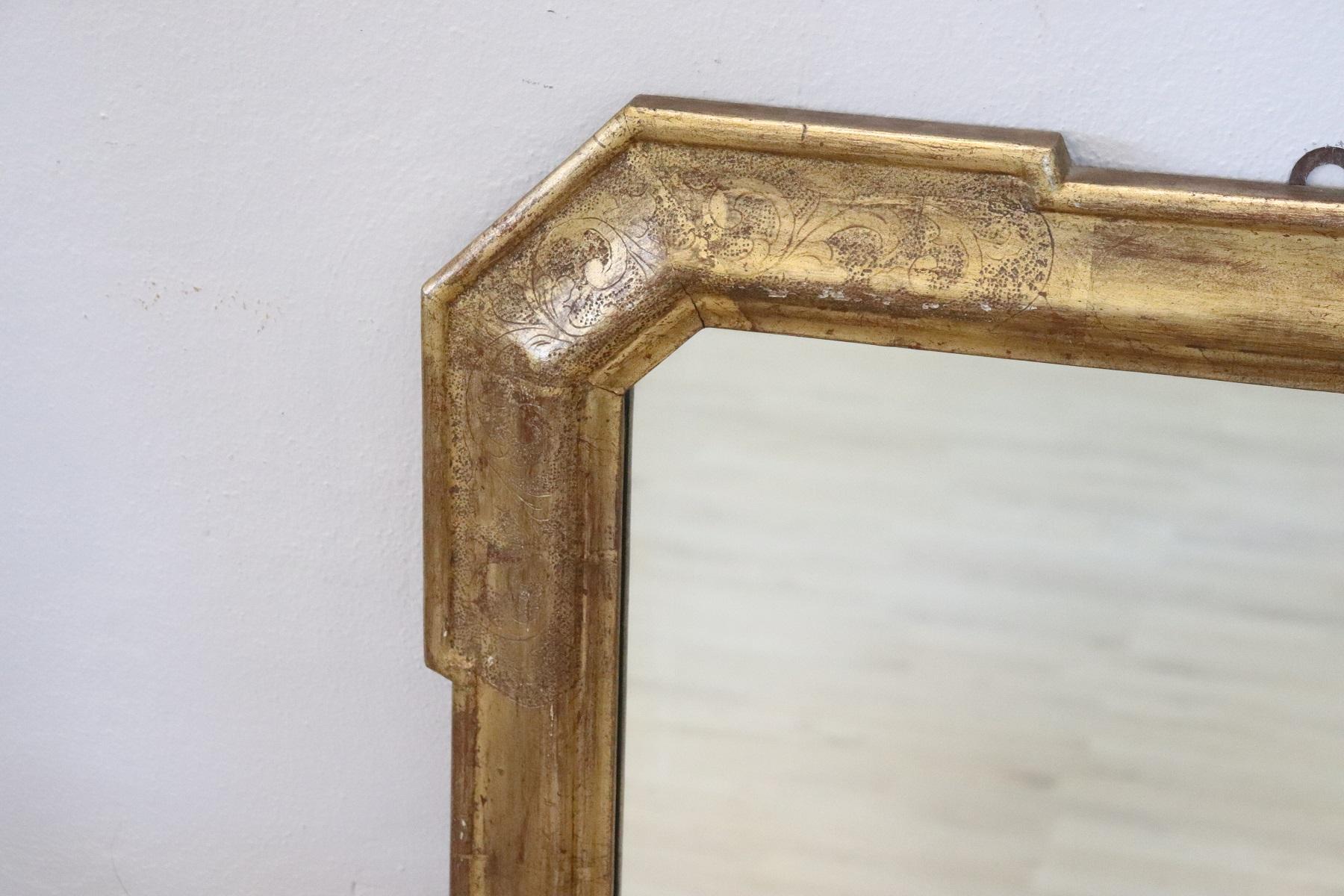 Gilt 19th Century Italian Gilded Wood Wall Mirror