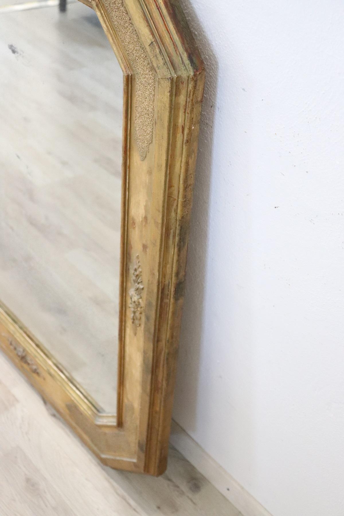 19th Century Italian Gilded Wood Wall Mirror with Original Mercury Mirror 7