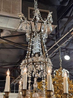 19th Century Italian Gilt Bronze and Crystal Chandelier