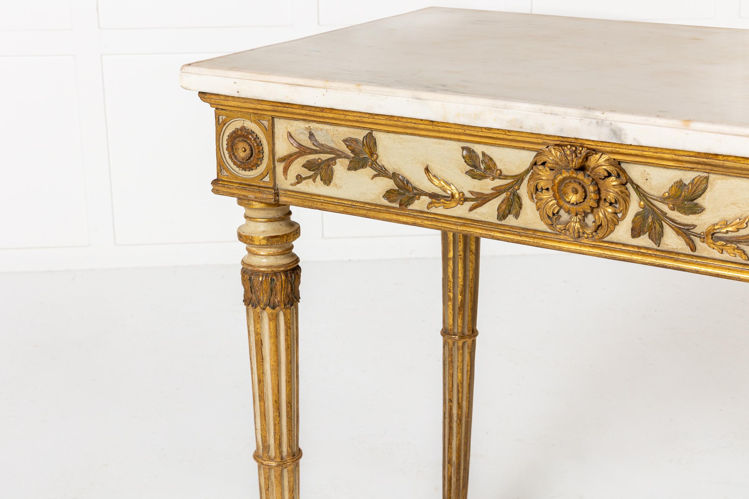19th Century Italian Gilt Console Table For Sale 3