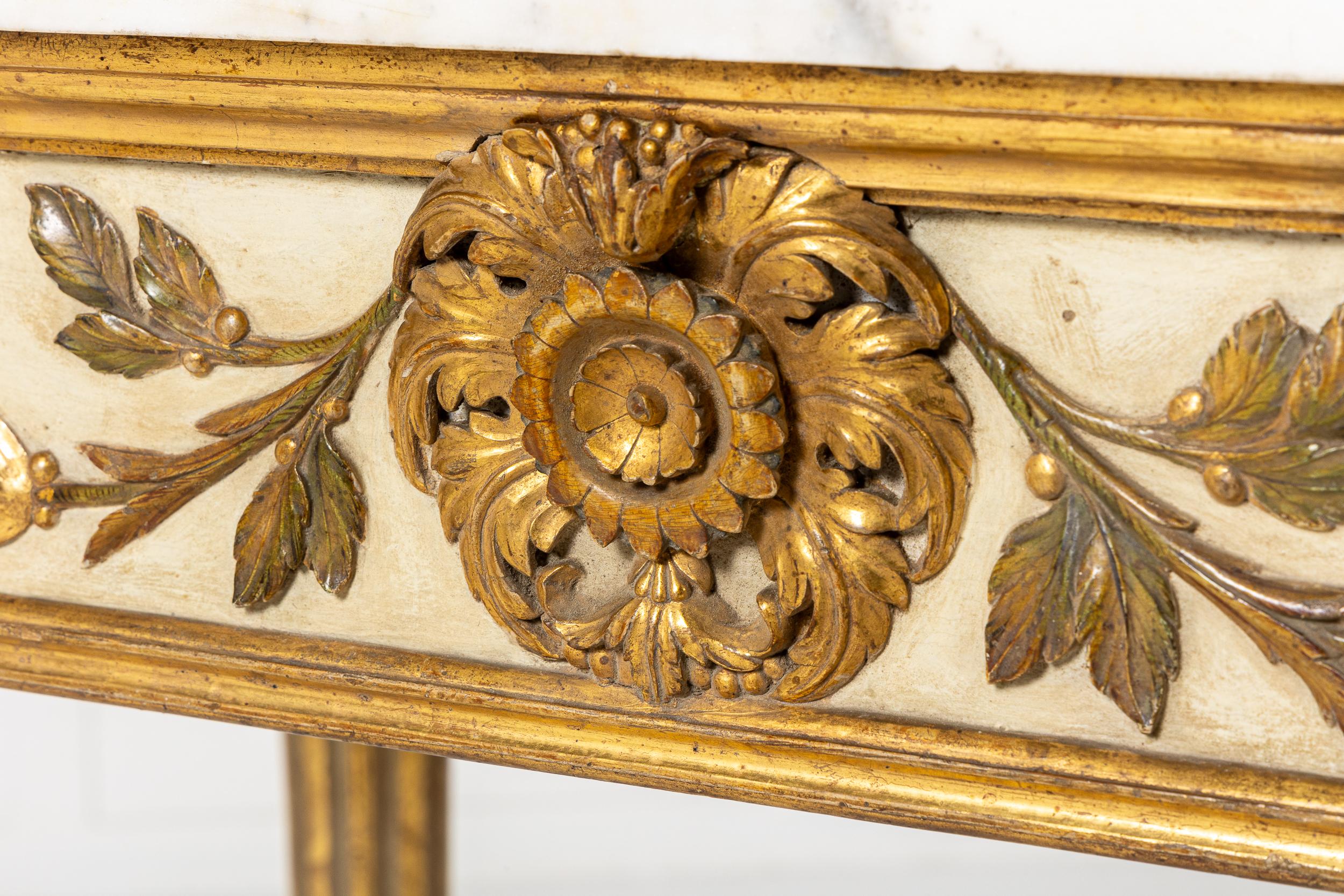 19th Century Italian Gilt Console Table For Sale 4