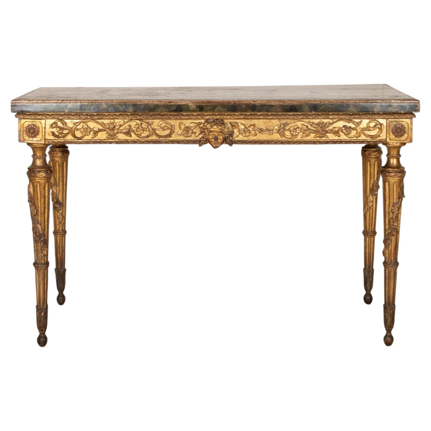 19th Century Italian Gilt Console Table For Sale