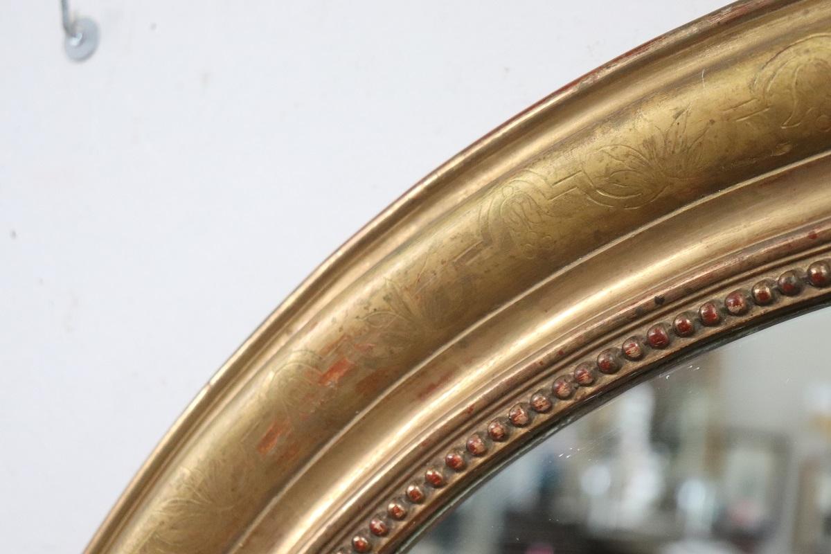 Miroir Ovale Italien du 19ème siècle en Wood Wood Antique en vente 4