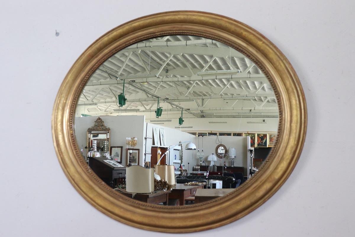 Miroir Ovale Italien du 19ème siècle en Wood Wood Antique en vente 5