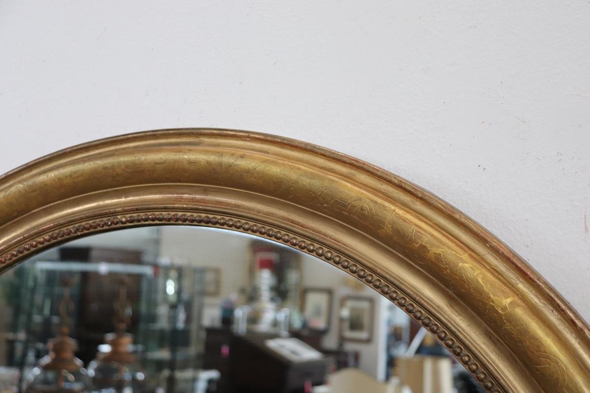 italien Miroir Ovale Italien du 19ème siècle en Wood Wood Antique en vente