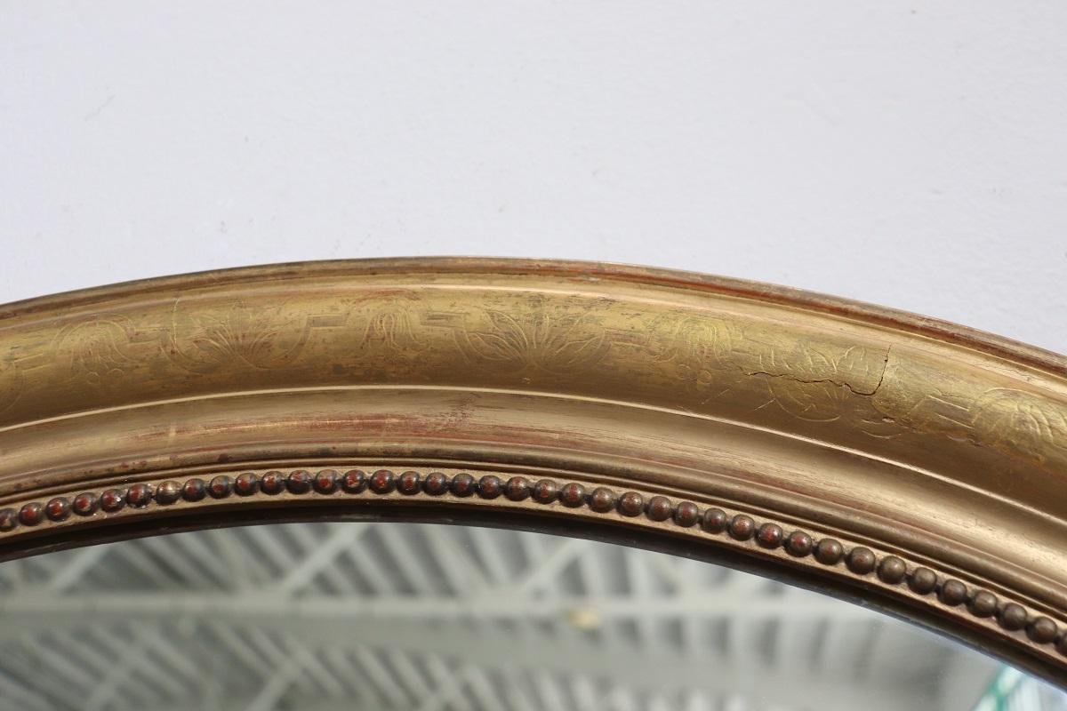 XIXe siècle Miroir Ovale Italien du 19ème siècle en Wood Wood Antique en vente