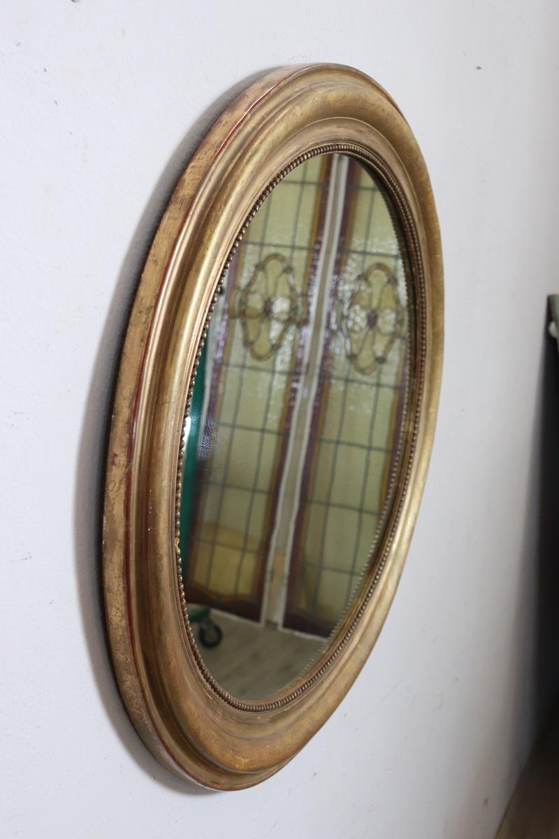 Peuplier Miroir Ovale Italien du 19ème siècle en Wood Wood Antique en vente