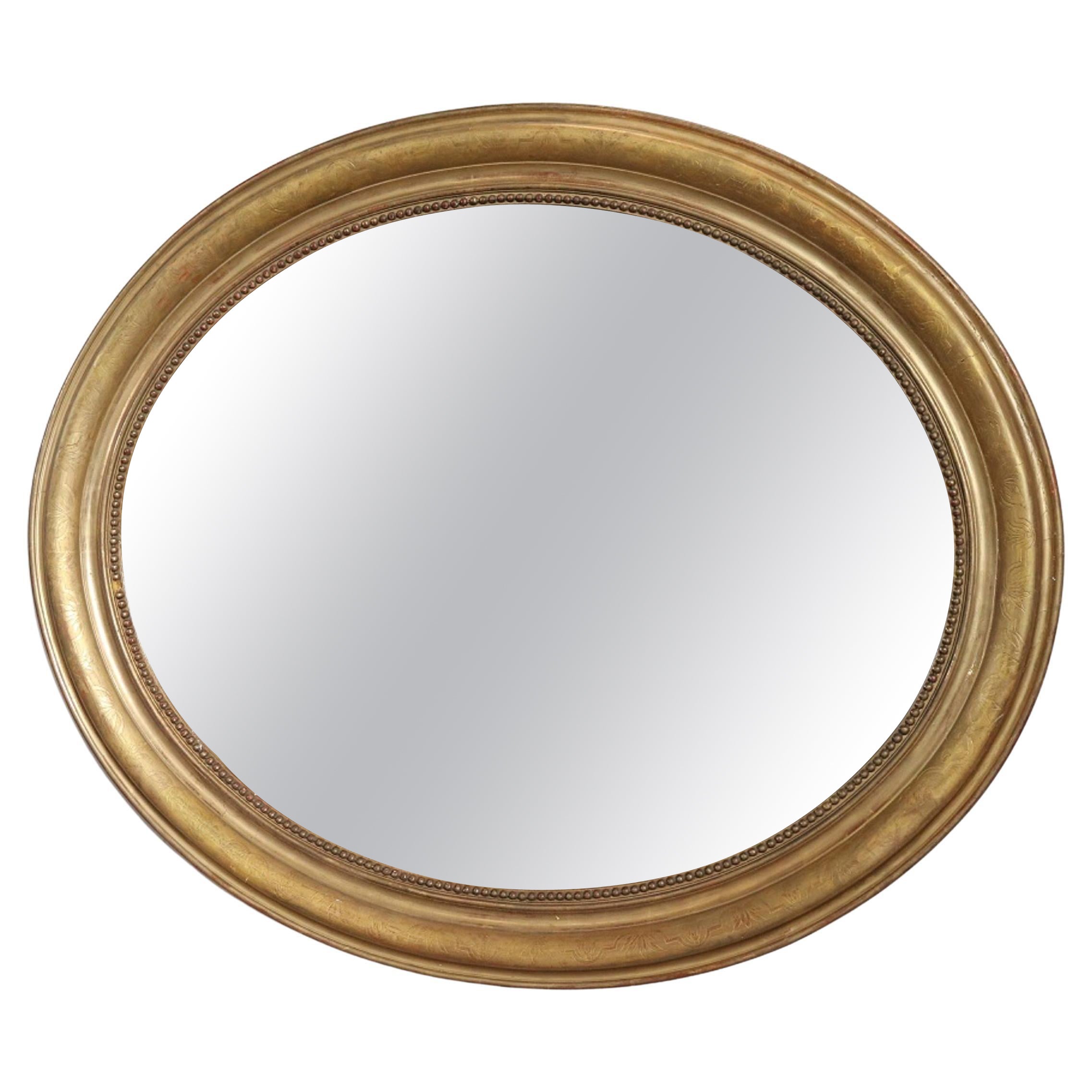 Miroir Ovale Italien du 19ème siècle en Wood Wood Antique en vente
