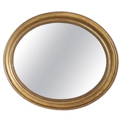 19th Century Italian Gilt Wood Antique Oval Wall Mirror